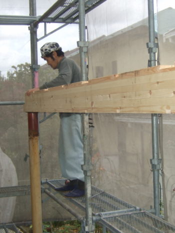 I様邸のベランダ造作の様子