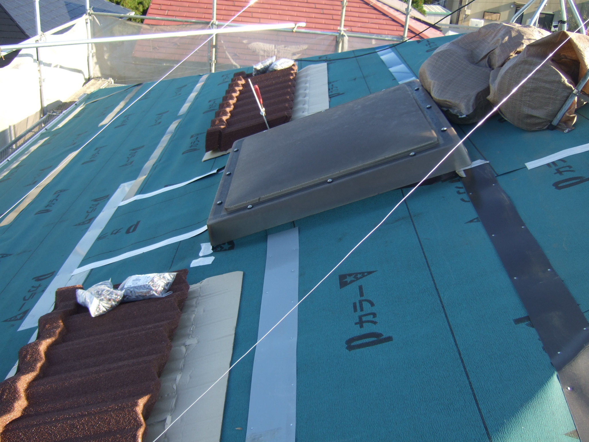 K様邸のルーフィングを敷いた様子