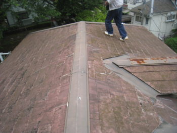 柏市T様邸屋根カバー工法前の様子