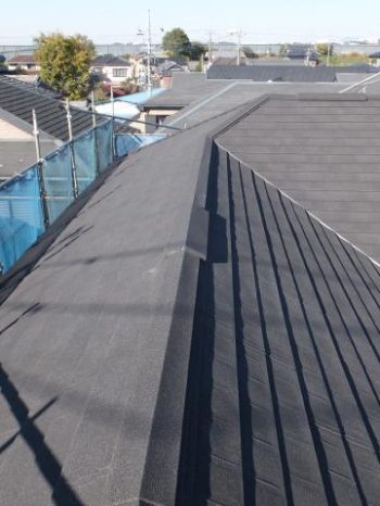 我孫子市K様邸の屋根カバー工法が完了した様子