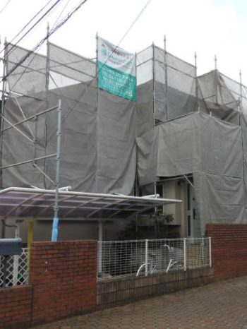 守谷市Y様邸の足場組立の様子